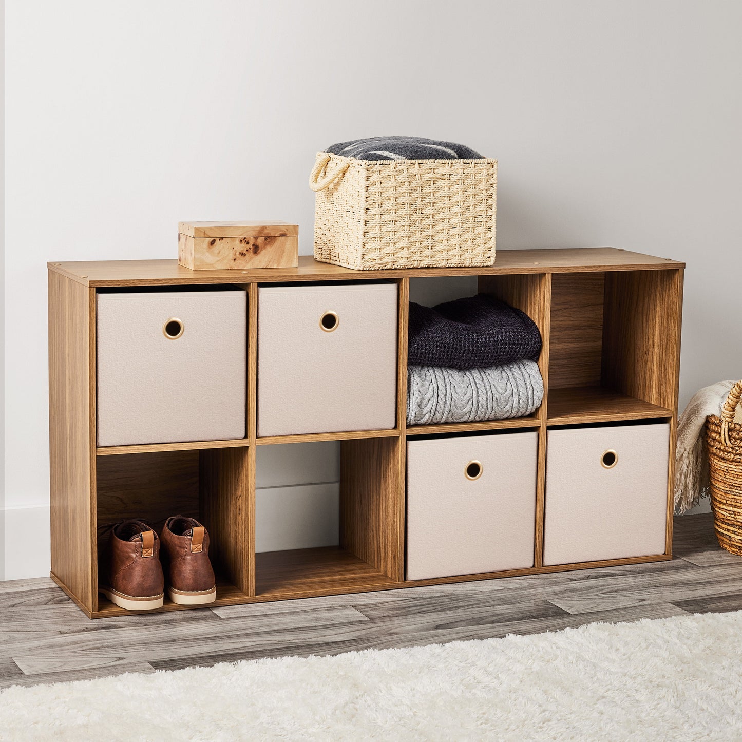 Mainstays 8 Cube Storage Organizer, Warm Walnut