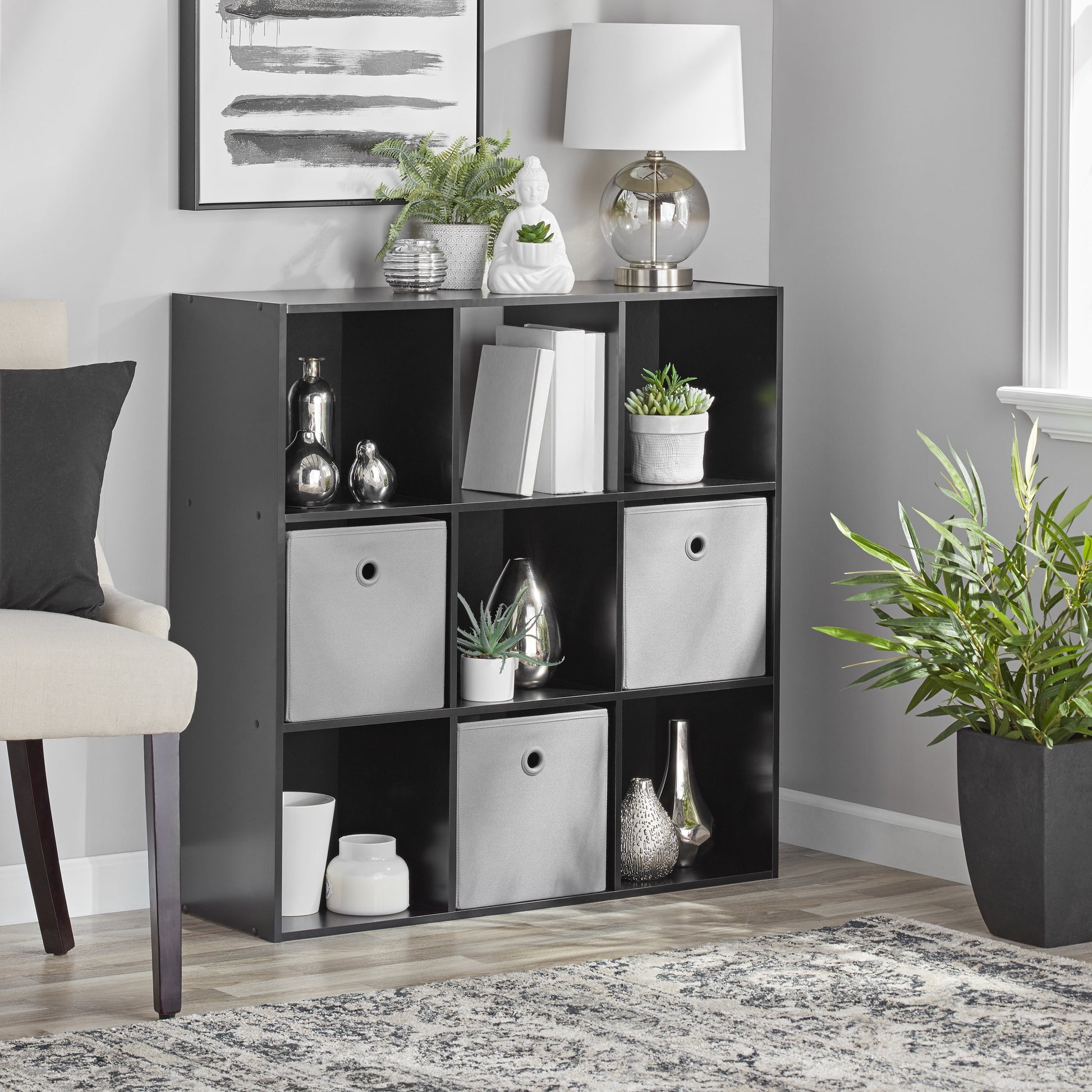 Mainstays 9 Cube Storage Organizer, Black