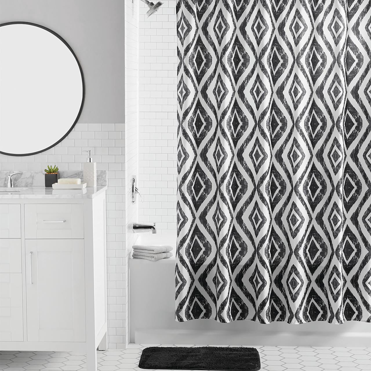 Mainstays 16-Piece Diamond Dot Polyester/Ceramic Shower Curtain & Bath Accessory Set, Multi-Color