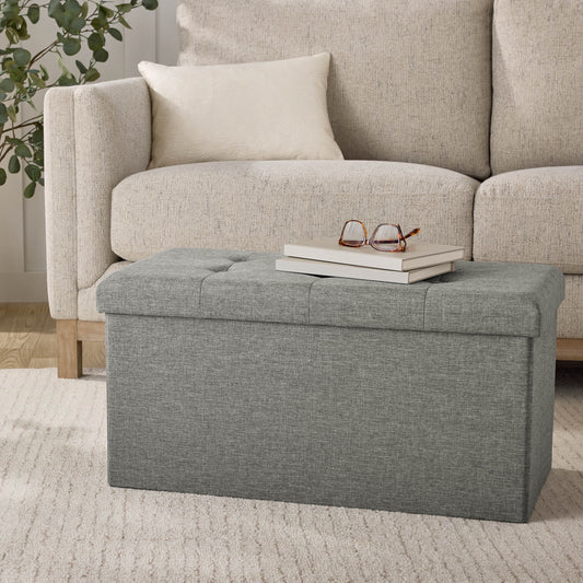 Mainstays 30" Collapsible Storage Ottoman, Charcoal Gray