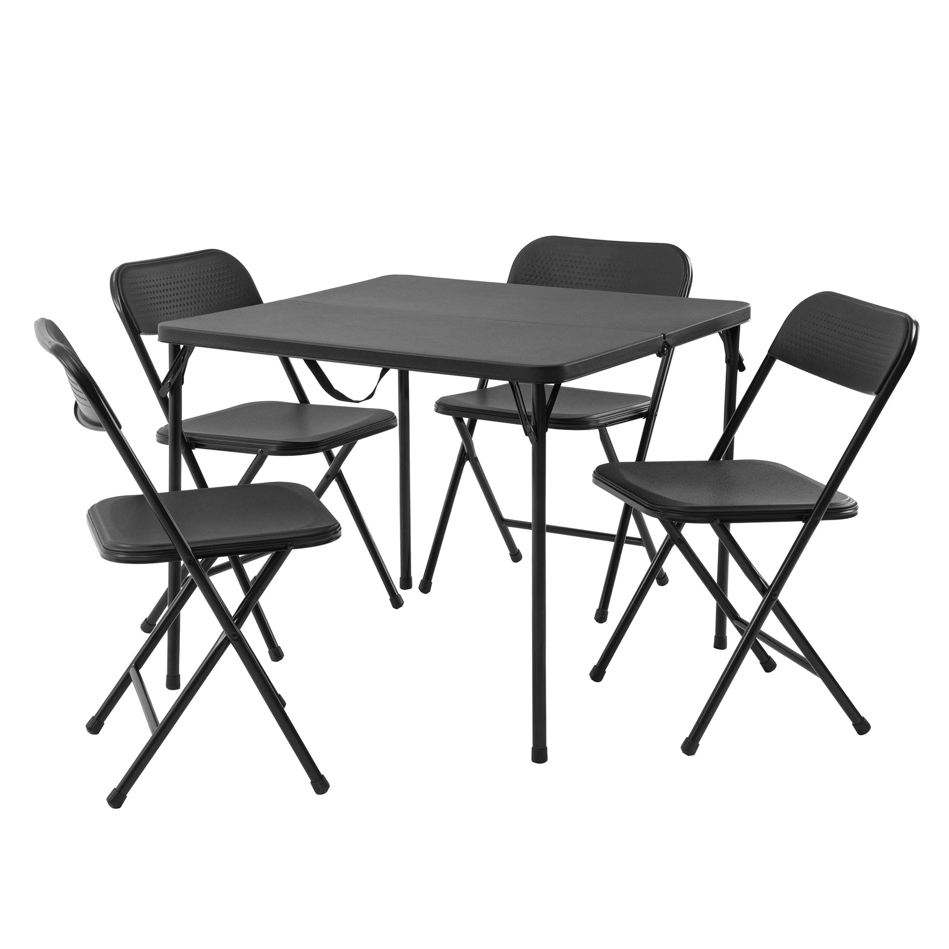 Mainstays 5 Piece Resin Card Folding Table and Four Folding Chairs Set, Gray