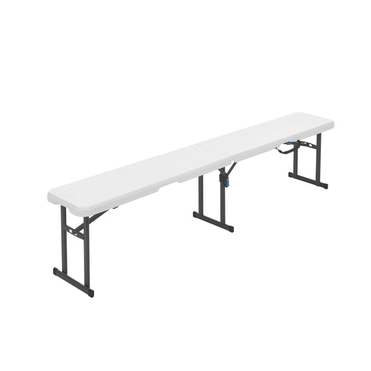 Mainstays 6' Centerfold Bench, Steel Frame, Indoor Outdoor, Includes Carry Handle, White