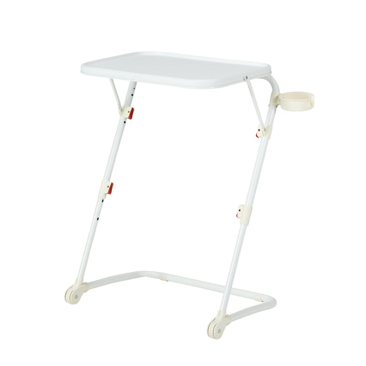 Mainstays Adjustable Folding TV Tray with Cup Holder White, 20.87"W x 14.76"D x 27.76"H