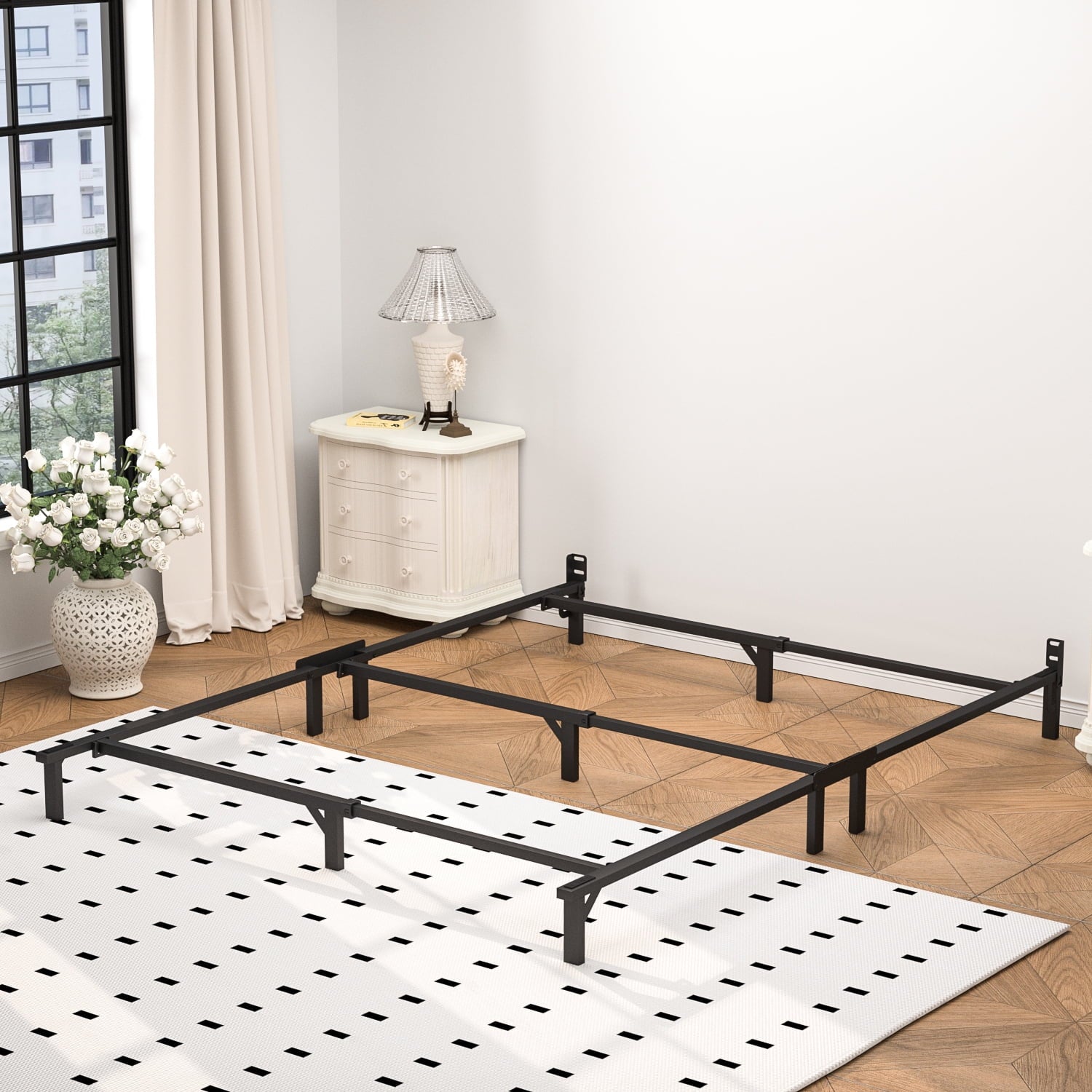 Mainstays Ardent 7"  King Metal Bed Frame. Adult. Easy to Assemble.No Tools Needed.