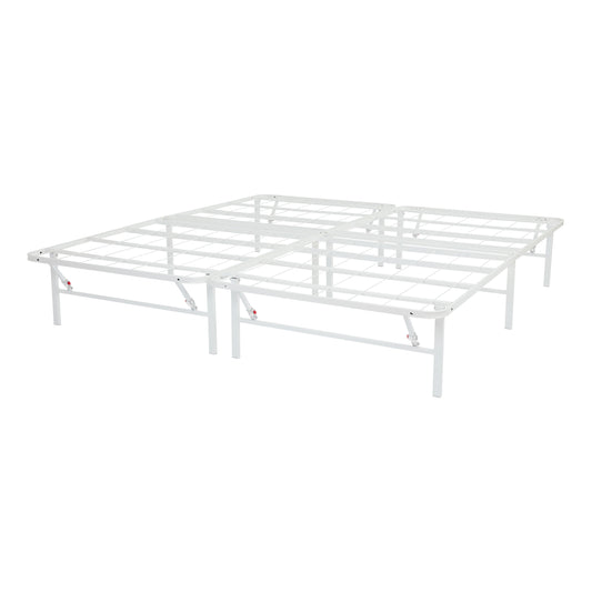 Mainstays Cal King 14" High Profile Foldable Steel Platform Bed Frame with Storage Space Under Frame, No Box Spring Required, White