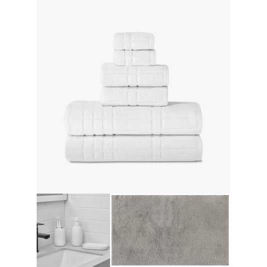Mainstays Complete Bathroom Essentials Set â€“ Cotton Towels, Bath Rug & 3-Piece Bath Accessories, White