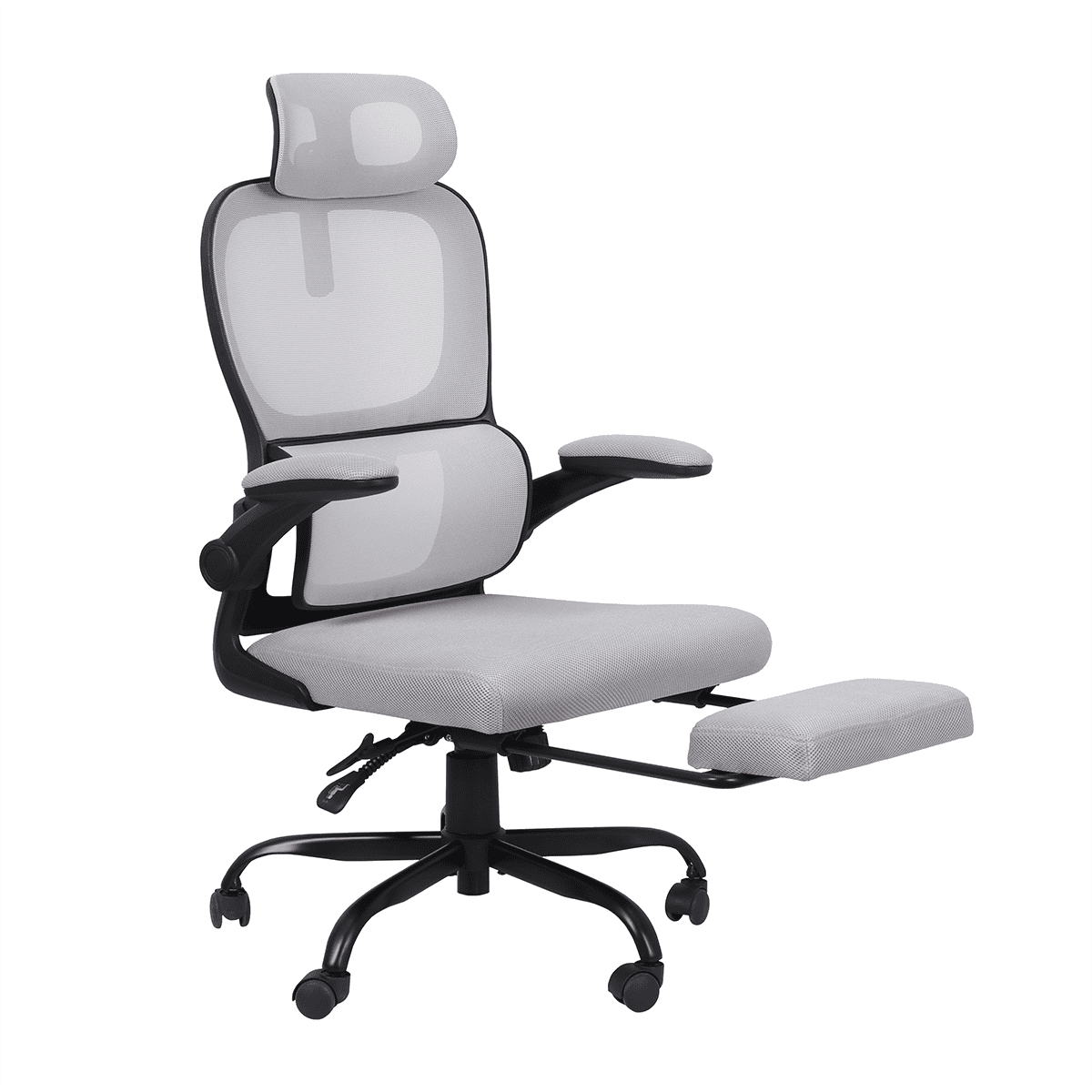 Mainstays Ergonomic Height Adjustable Mesh Office Chair for Teens and Adults with Lumbar Support and Tilt Function, with Leg Rest, Black
