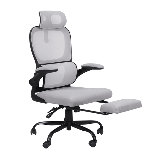 Mainstays Ergonomic Height Adjustable Mesh Office Chair for Teens and Adults with Lumbar Support and Tilt Function, with Leg Rest, Black