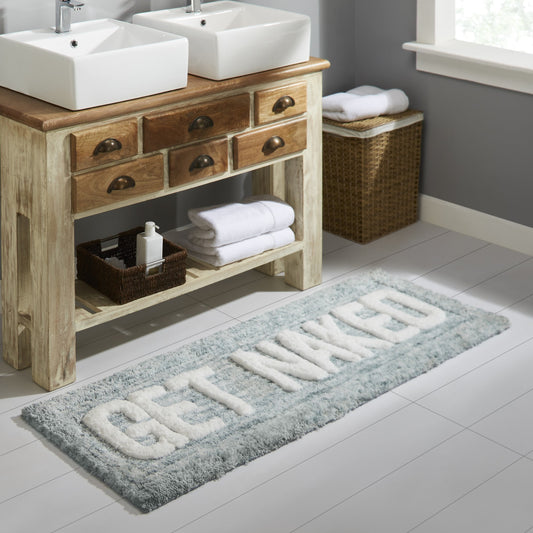 Mainstays Get Naked Typography Teal Polyester Bath Rug, 20â€ x 32"