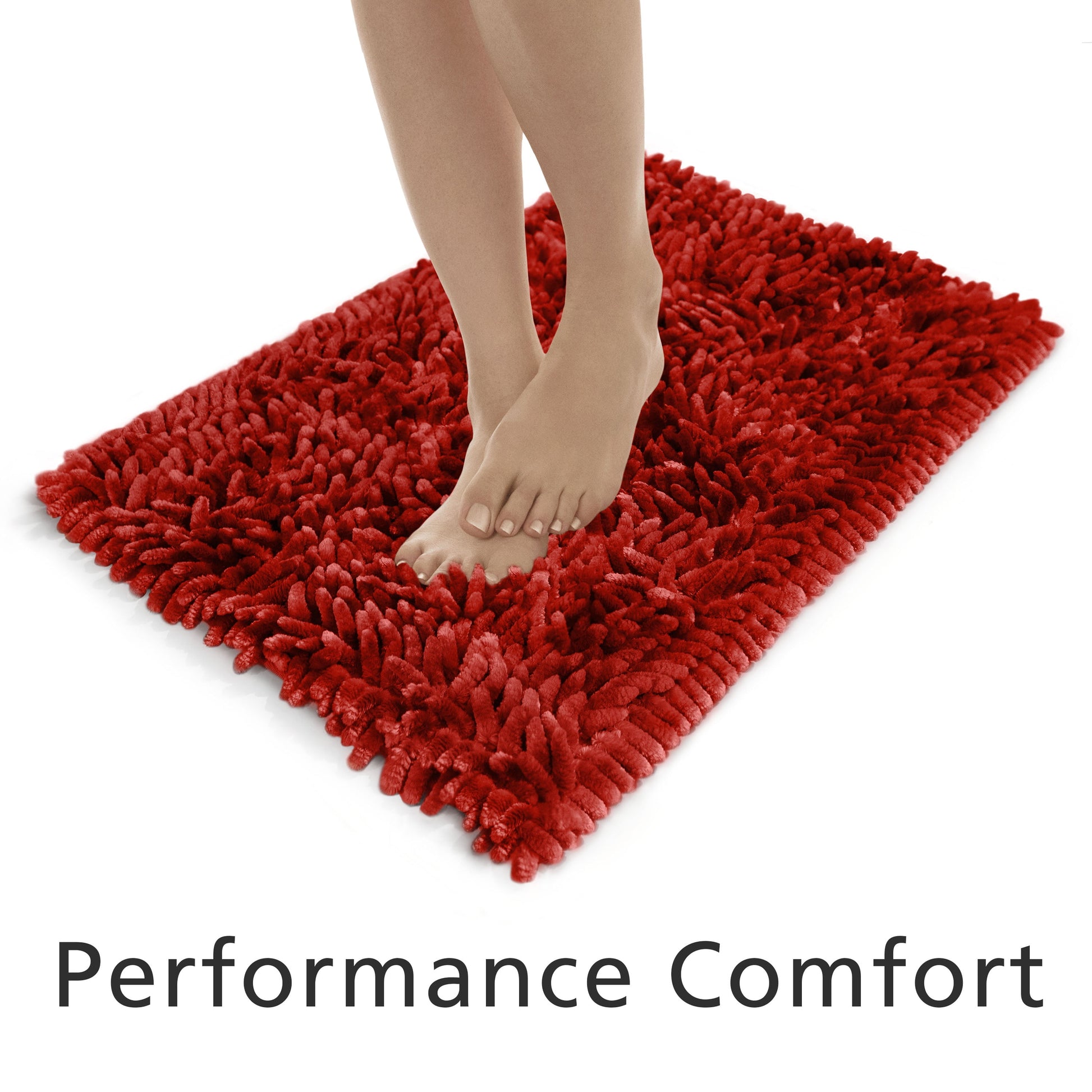 Mainstays Performance Shiny Chenille Absorbent Memory Foam Bath Mat, 17x24â€, Red