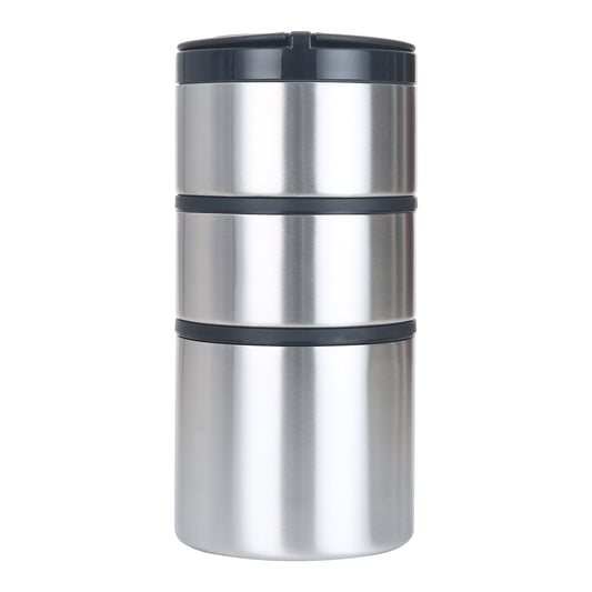 Mainstays Stacking Food Jar Insulated Food Storage Container, Stainless Steel, Round, 41 oz, Ideal Use for Workday Meals and Travel to Keep Meals Hot and Cold