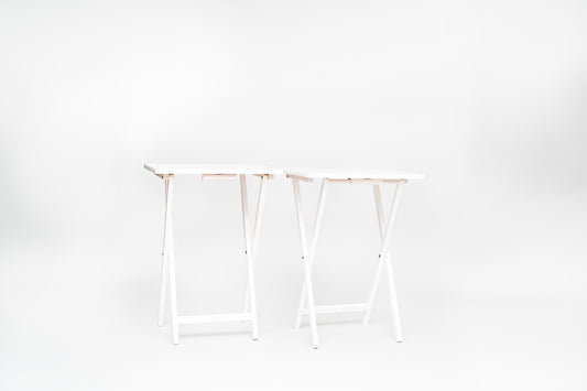 Mainstays Rubberwood Folding TV Tray Table, White (Set of 2)