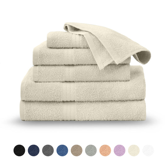 Martex Easy Living 6-Piece Cotton Towel Set, Soft & Quick-Dry Towels, Black
