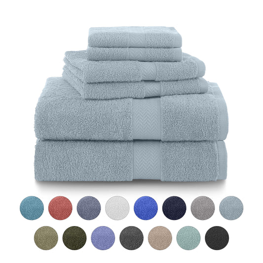 Martex Luxury 6-Piece 100% Ringspun Cotton Towel Set - Highly Absorbent, Soft, 500 GSM (Blue)