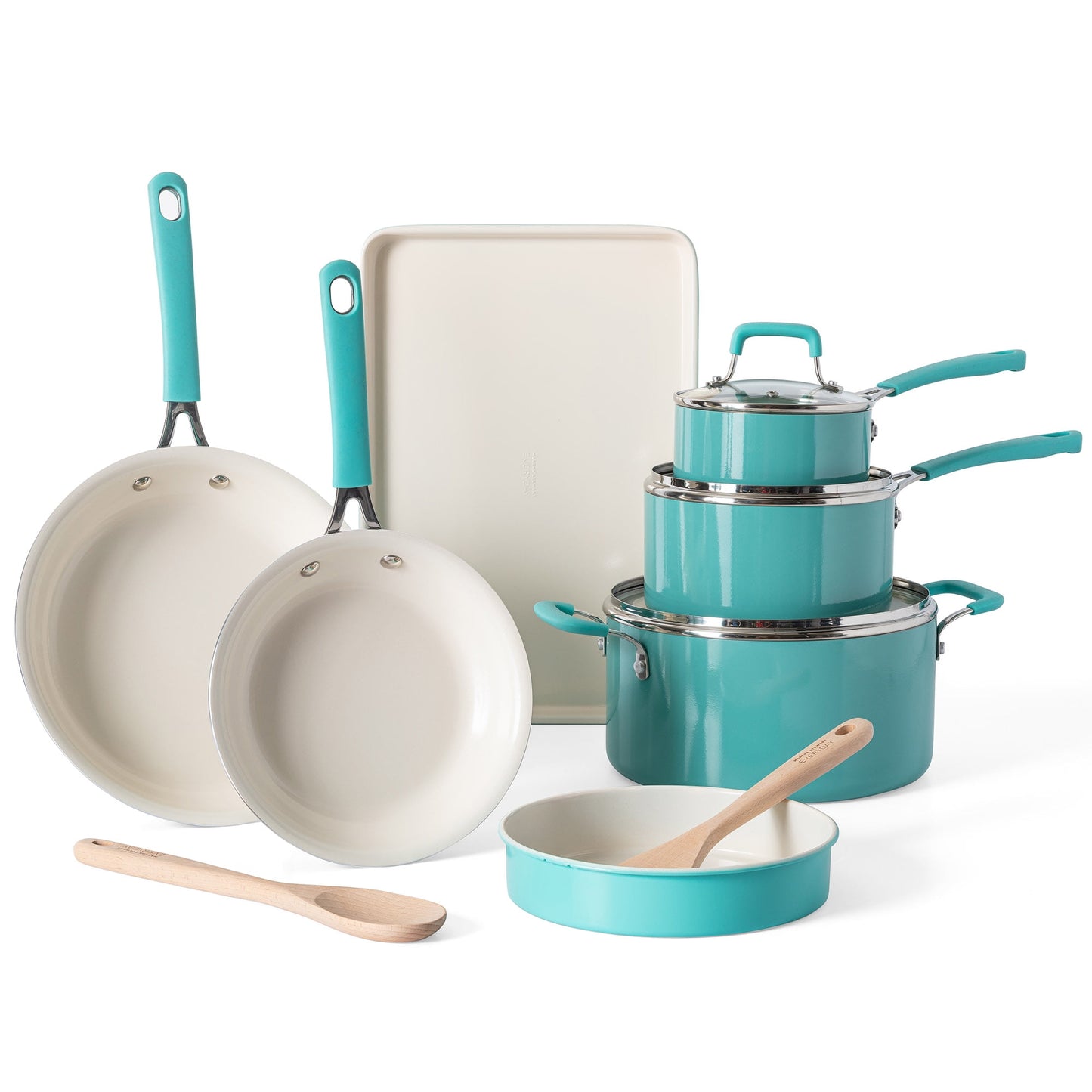 Martha Stewart Everyday Charlemont 12-Piece Aluminum Cookware Set, Teal