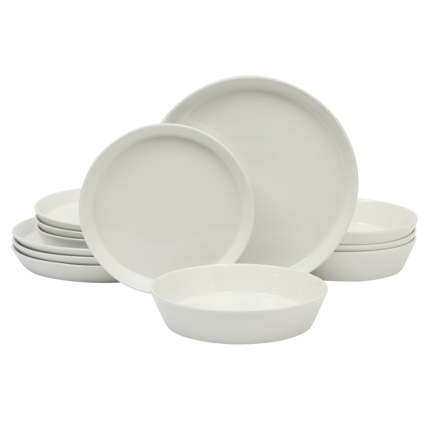 Martha Stewart Juego de Vajilla de CerÃ¡mica Blanca de 12 Piezas Everyday Faretta