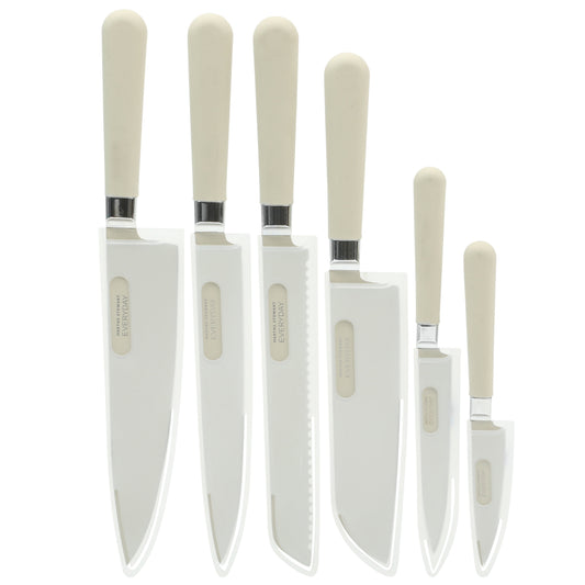 Martha Stewart Everyday Stainless Steel 6-Piece Kitchen Knife Set with Sheath, Black
