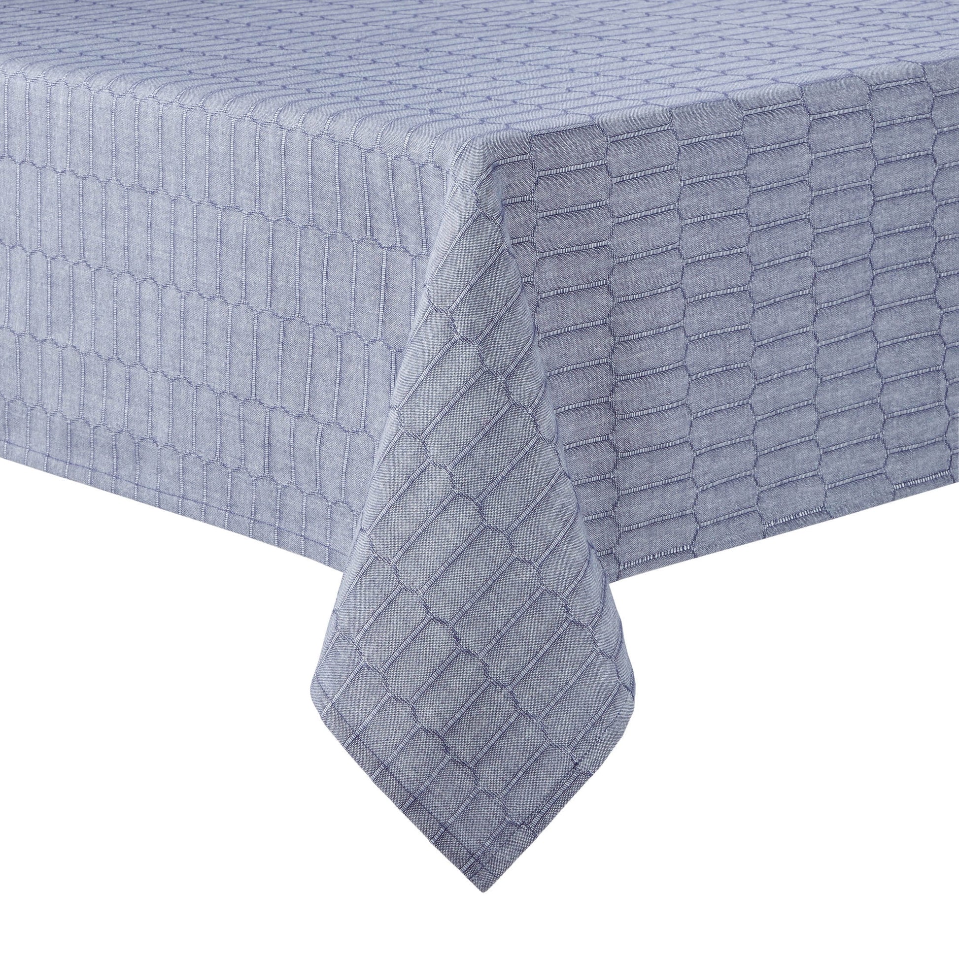 Martha Stewart Honeycomb Modern Farmhouse Fabric Tablecloth, Blue, 60"x102"
