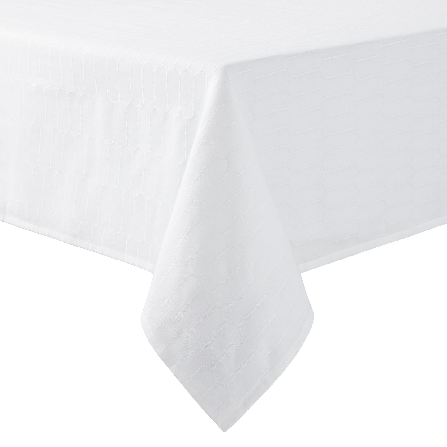Martha Stewart Honeycomb Modern Farmhouse Fabric Tablecloth, White, 60"x102"