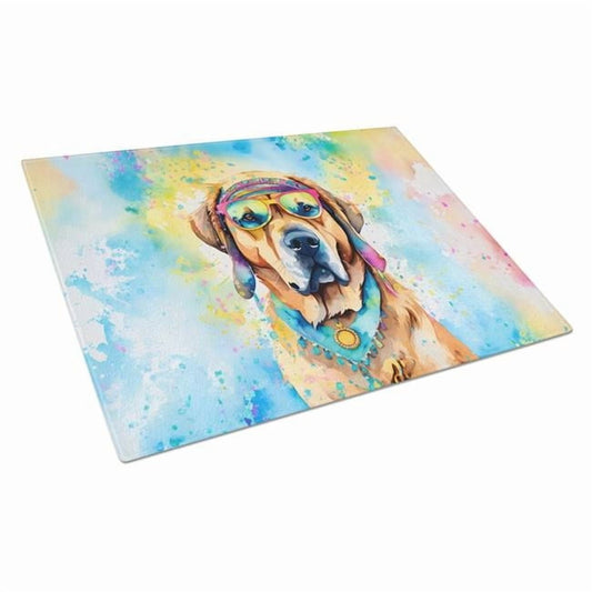 Mastiff Hippie Dawg Glass Cutting Board Large 12 in x 15 in