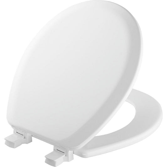 Mayfair Cameron Round Enameled Wood Toilet Seat in White with StayÂ·Tite Seat Fastening System and EasyÂ·Clean Hinge