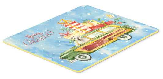 Merry Christmas White Staffordshire Bull Terrier Kitchen or Bath Mat 24x36