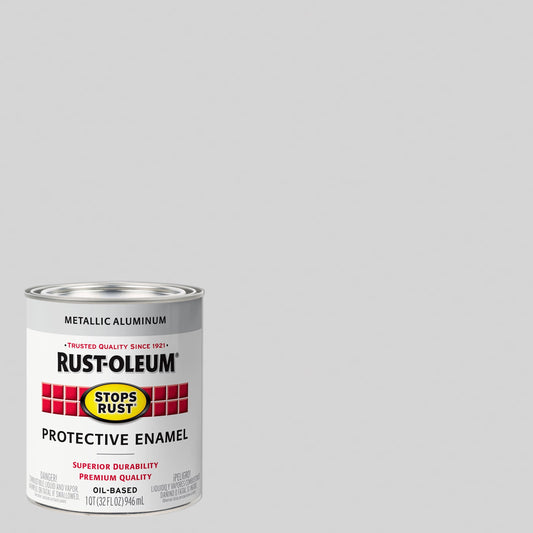 2 Pack, Metallic Aluminum (100 Voc), Rust-Oleum Stops Rust Gloss Protective Enamel- 353591, Quart