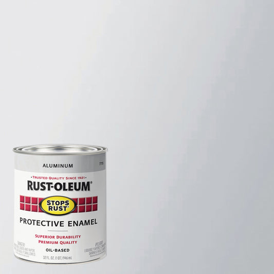 2 Pack, Metallic Aluminum, Rust-Oleum Stops Rust Gloss Protective Enamel- 7715502, Quart