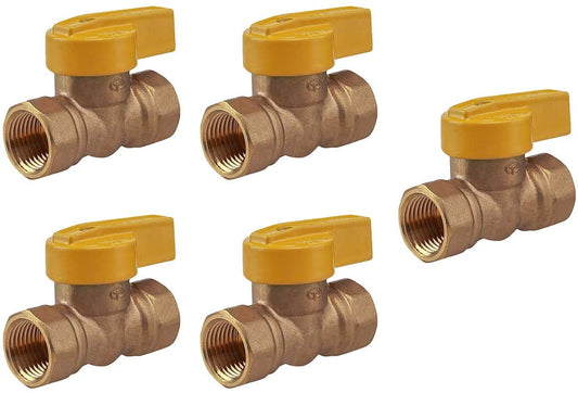 Midline Valve 1PC1-5 Superior One Piece Gas Ball Valve, 1 in. FIP Connections, Brass (Pack of 5)