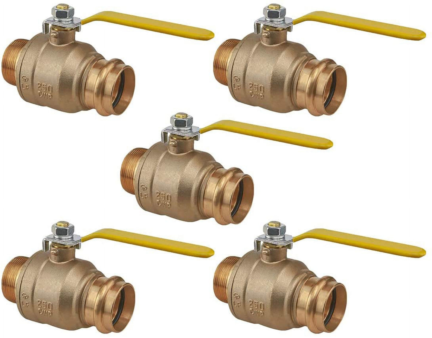 Midline Valve 542034VLVM-5 Premium Adapter Ball Valve, with 3/4 in. Press x MIP Connections, Brass (Pack of 5)