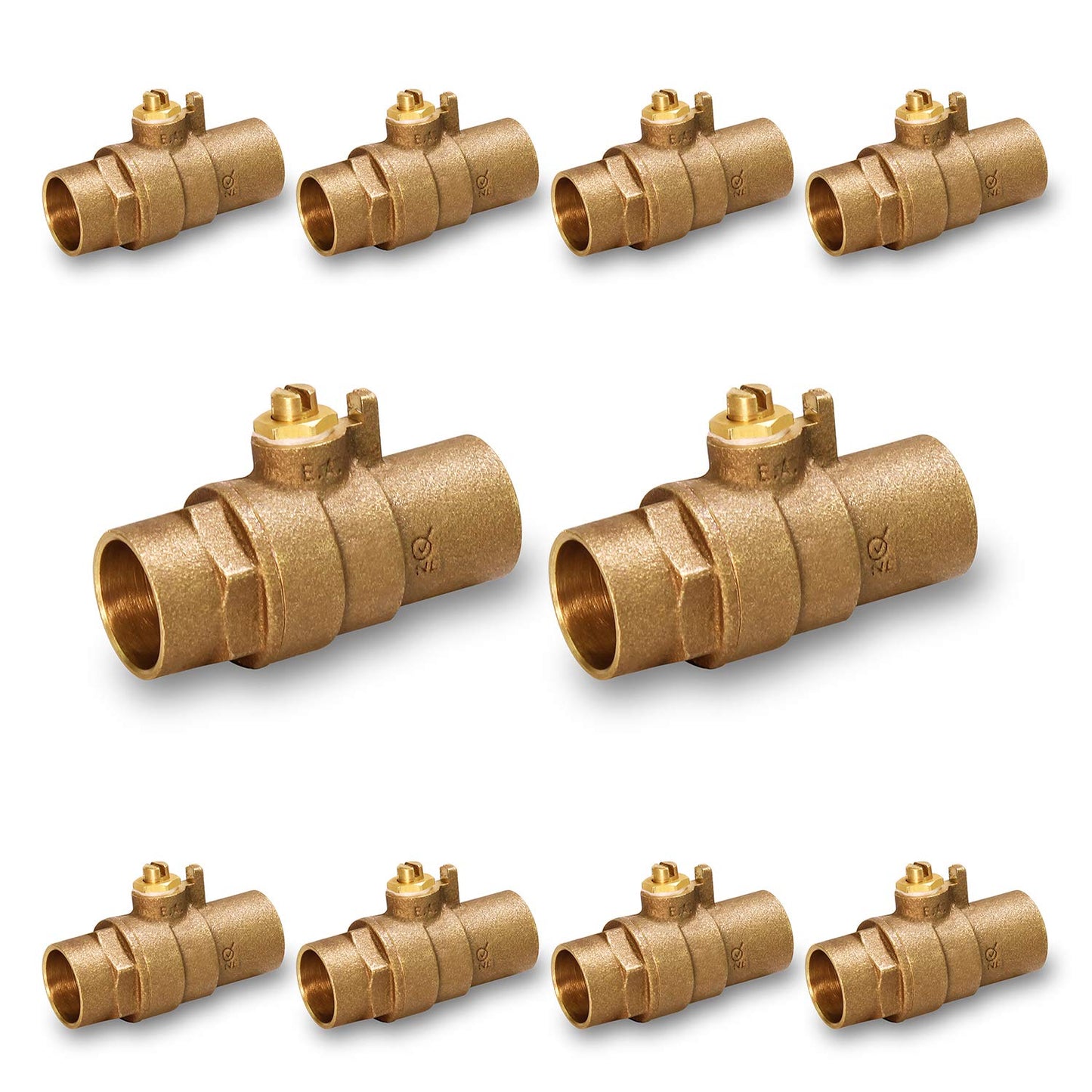 Midline Valve 842256S-10 Premium Brass Ball Valve with Screwdriver Slotted Handle, with 3/4 in. Sweat Connections (10 Pack)