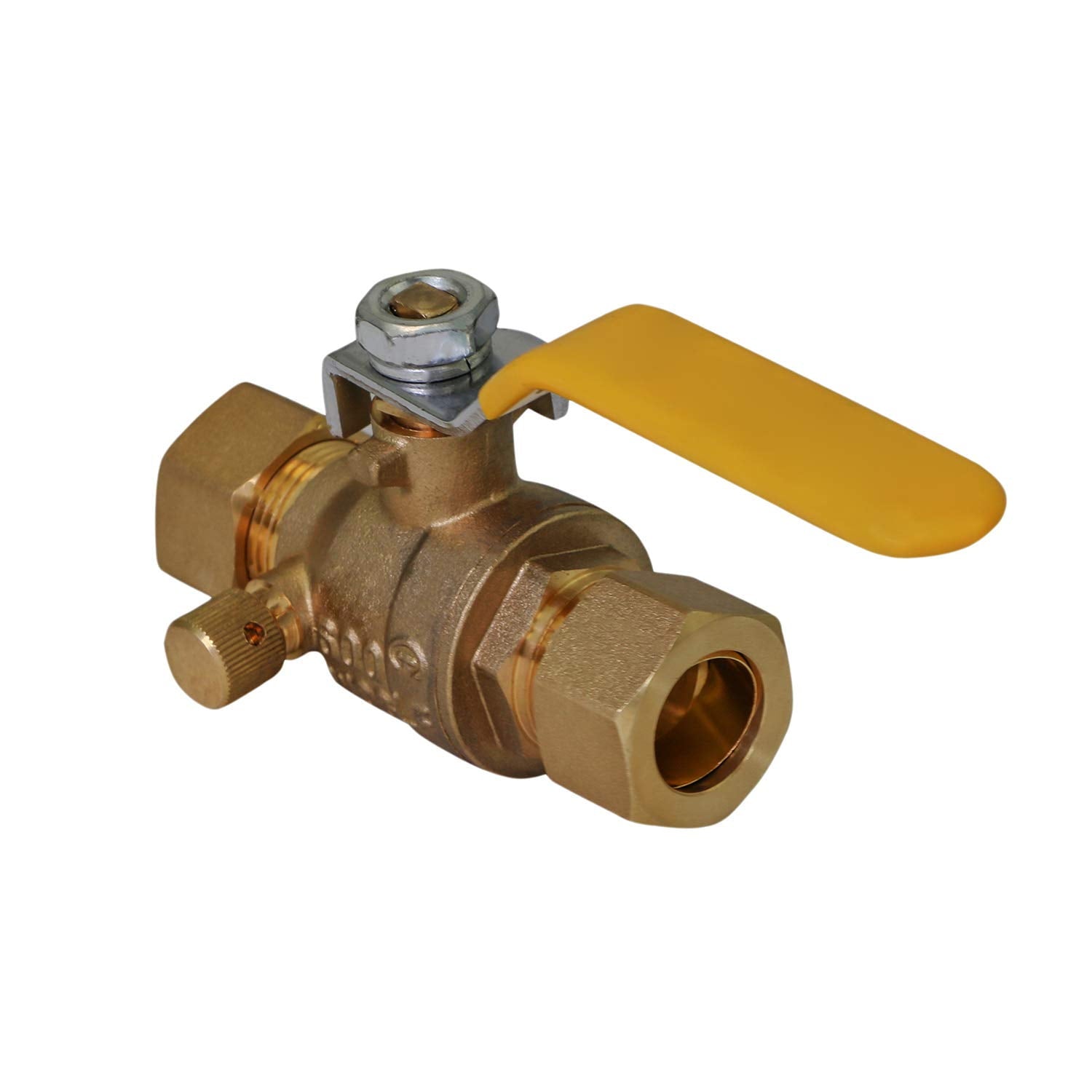 Midline Valve 947223M Premium Brass Full Port Ball Valve with Drain, 1 in. Compression Connections