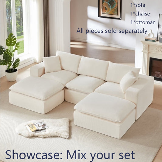 Miniyam 30" x 40" White Multi-Functional Ottoman | The Ultimate Flexible Piece to Complete Your L/U-Shape Sofa Configuration