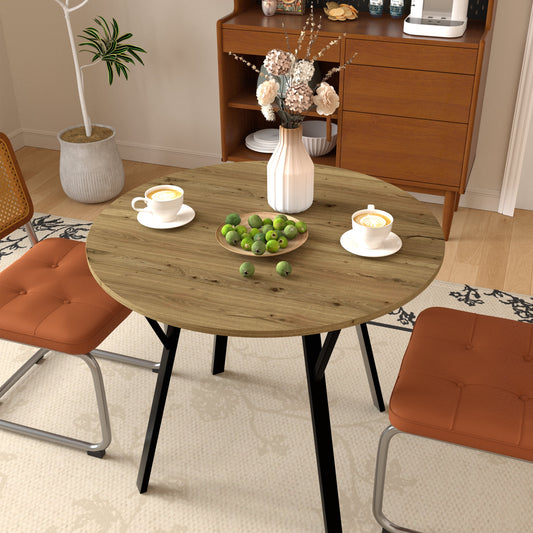 Miniyam Round Dining Table for 4, 35.4" Small Kitchen Table with Wood Top and Metal Legs