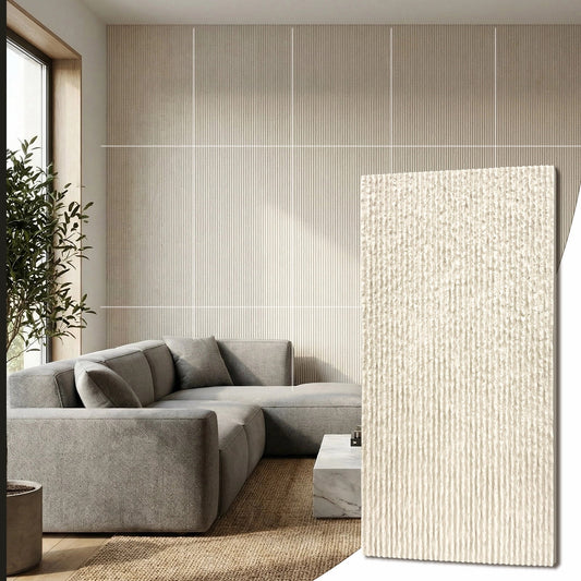 Mirrasia 4PCS 48"x 24" 3D Wall Decor Wall Panels Faux Stone Siding, Ivory White