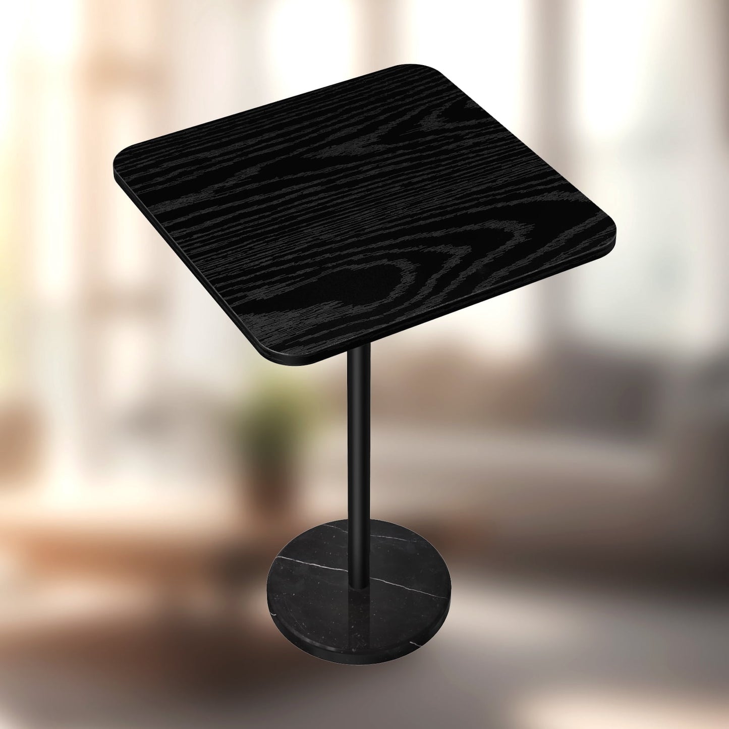 Mesa de Comedor Moderna Minimalista con Tablero de MÃ¡rmol Artificial Mesa Auxiliar de CafÃ© Negra