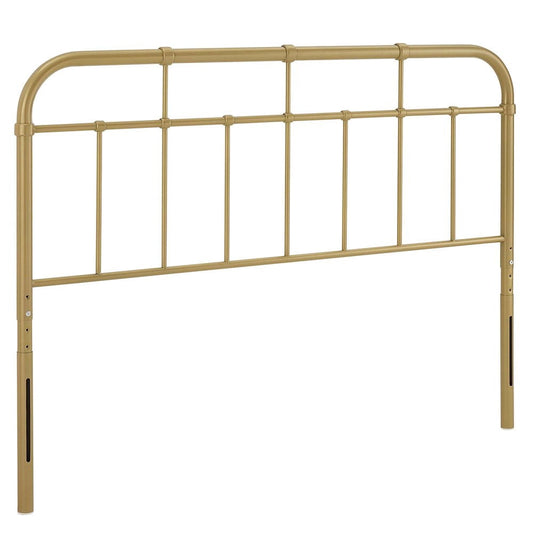Modway Alessia Modern Farmhouse Queen Metal Spindle Headboard in Gold