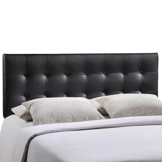 Modway Emily Queen Upholstered Faux Leather and Wood Headboard in Black