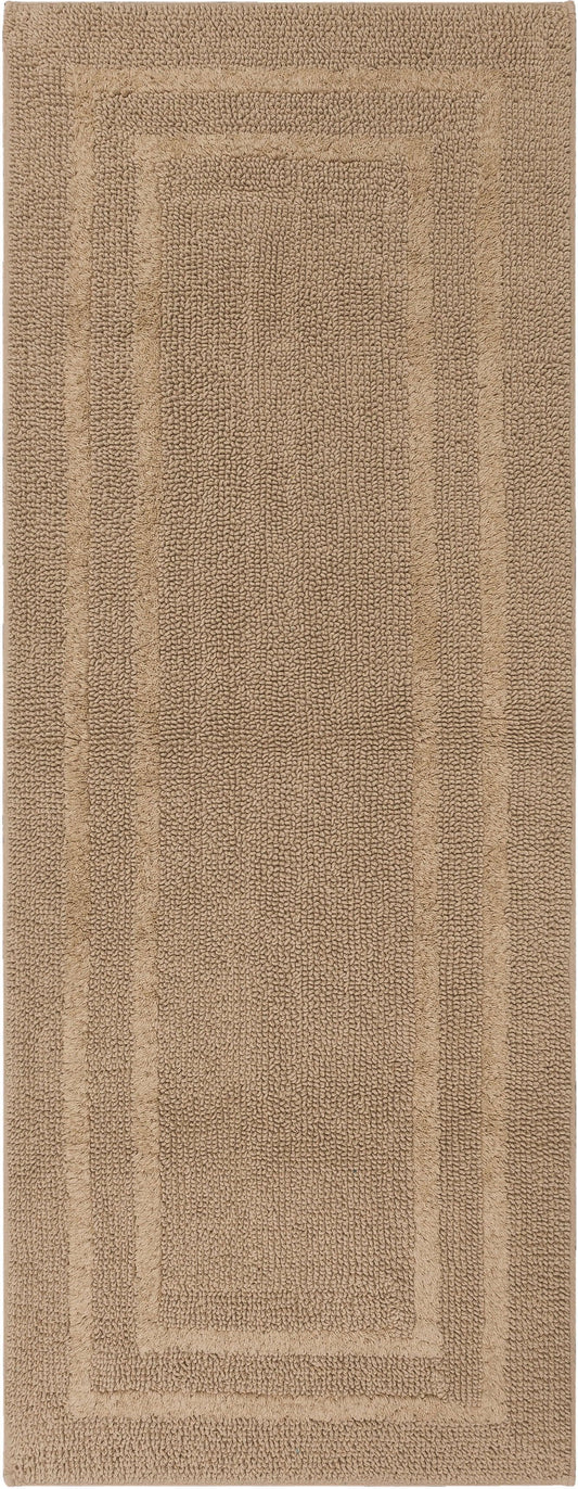Mohawk Cotton Bath Mat Soft Absorbent Quick Dry Machine Washable Bathroom Mat, Taupe, 24" x 60"