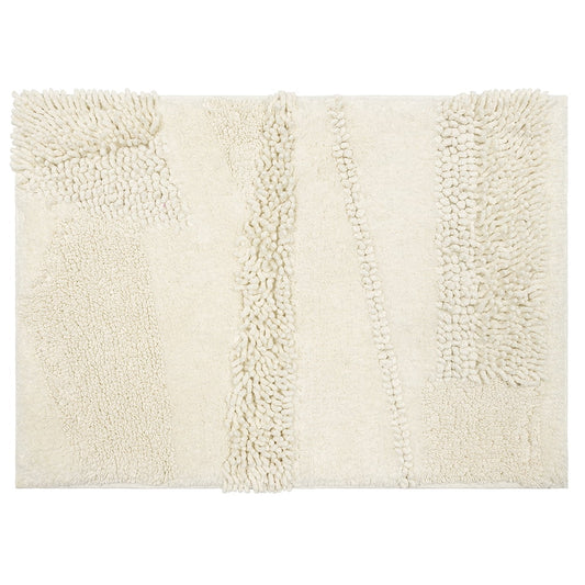Mohawk Home Plush Cotton Fade/Stain Resistant Non-slip Machine Washable Bath Mat, Parchment, 2' x 5'