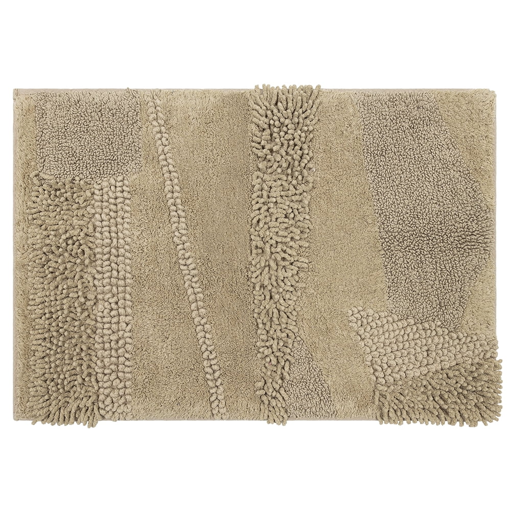 Mohawk Home Plush Cotton Fade/Stain Resistant Non-slip Machine Washable Bath Mat, Taupe, 2' x 5'
