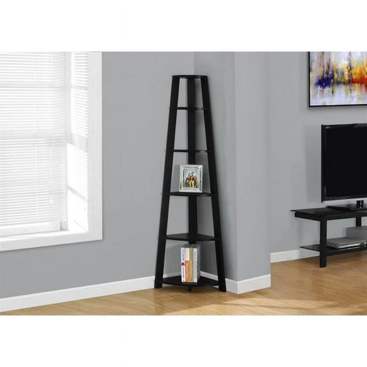 Monarch 72" 5-Shelf Corner Bookcase Etagere, Black