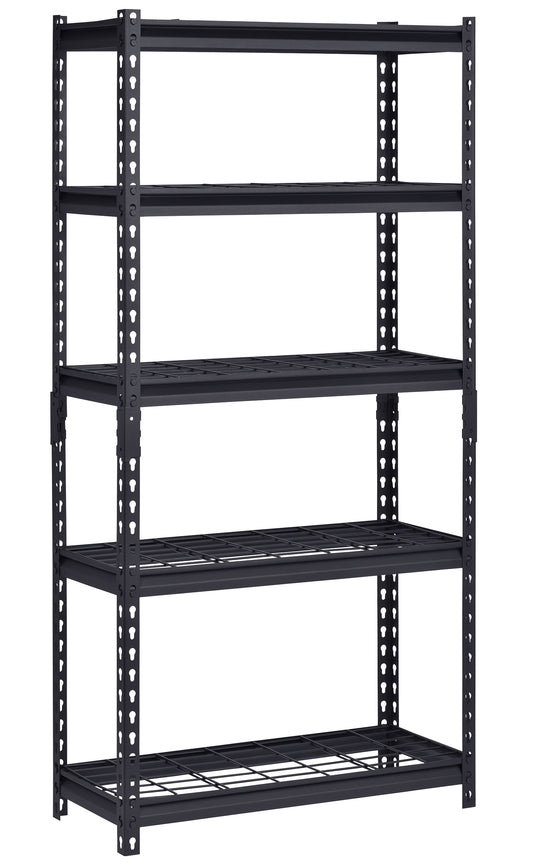 Muscle Rack 30"W x 12"D x 60"H 5-Tier Steel Shelving with Wire Decking; 2,500 lb. Total Capacity; Black