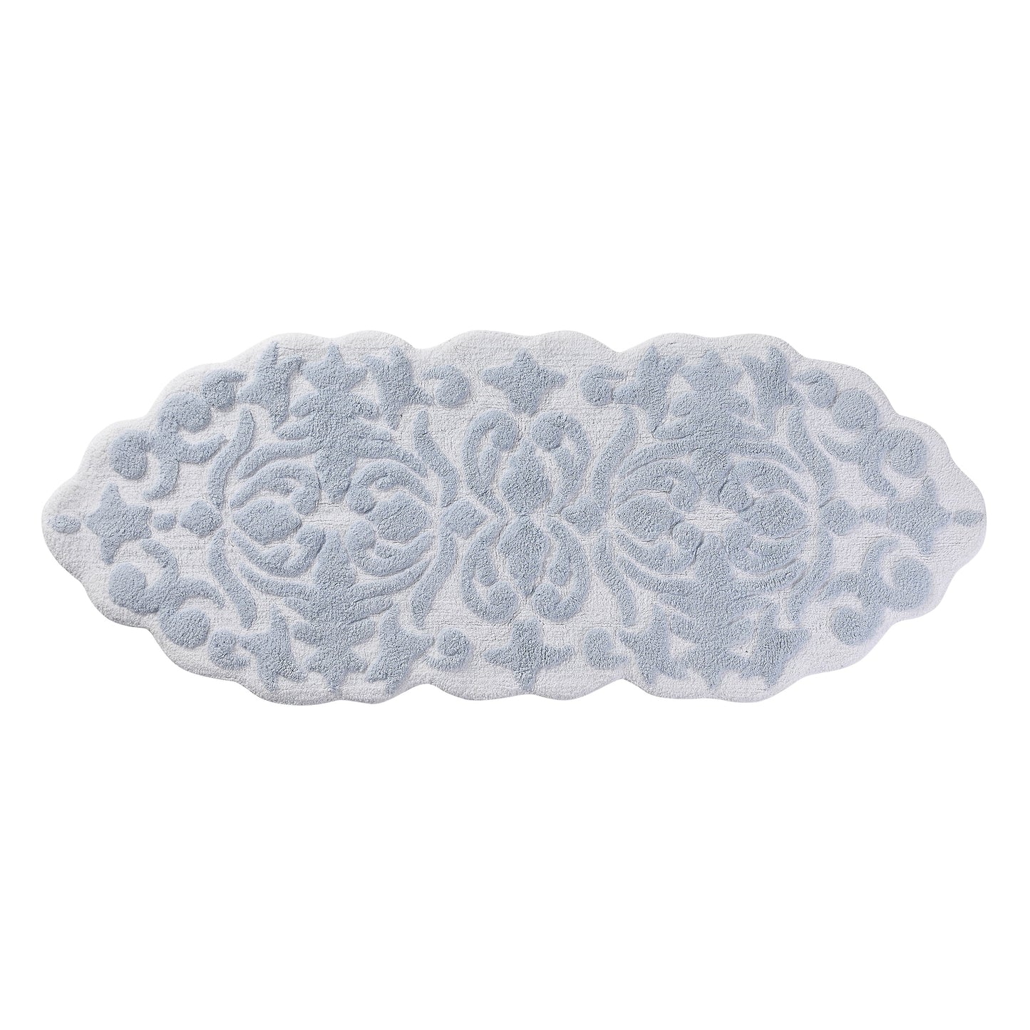 My Texas House Mallory Blue Medallion Cotton Tufted Bath Rug Runner, 24" x 60"