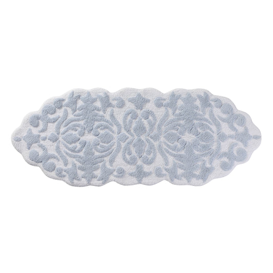 My Texas House Mallory Blue Medallion Cotton Tufted Bath Rug Runner, 24" x 60"