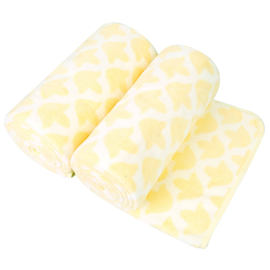 NC 2 Piece Bath Towel Set, Plaid Pattern Microfiber Soft Fast Drying Towels, Yellow