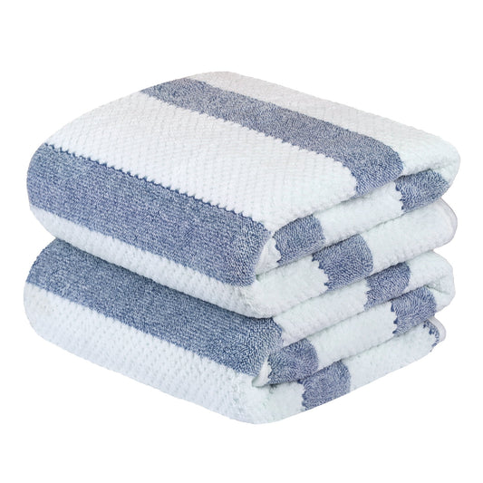 NC Fashion 2 Piece Microfiber Bath Towel Set, Blue, White, Multi-color