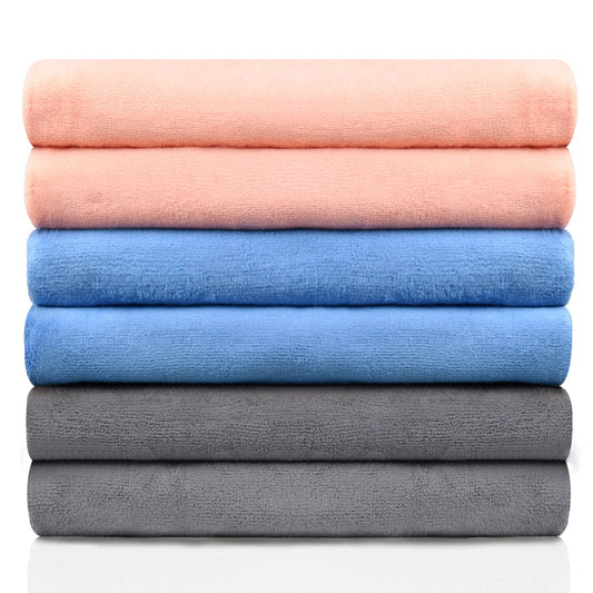 NC Microfiber Bath Towel Set of 6 - Soft Absorbent Hotel Bathroom Towels, Camel,Grey,Teal