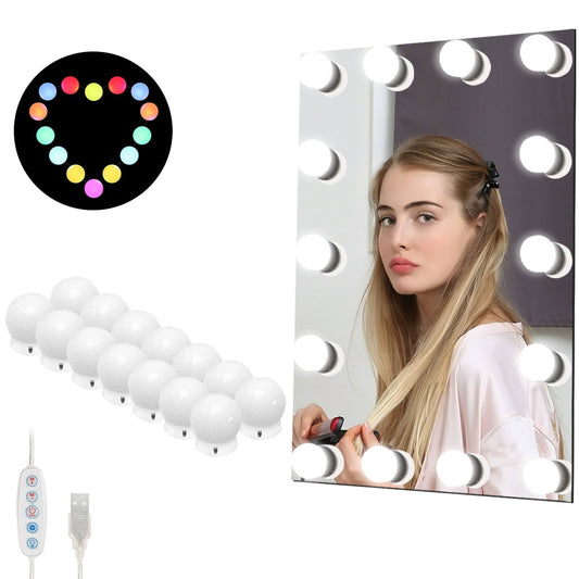 NEX Modern Makeup LED Vanity Mirror String Lights - 14 Bulbs