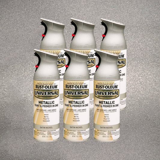 6 Pack, Nickel, Rust-Oleum Universal All Surface Interior/Exterior Metallic Spray Paint-249130, 11 oz